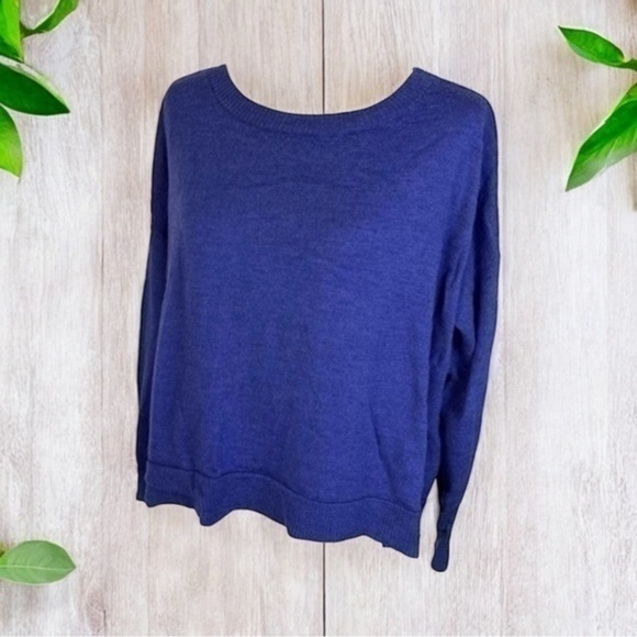 Eileen Fisher Sweaters - Eileen Fisher Womens Pullover Sweater Purple Merino Wool Ribbed Hem Scoop Neck M
